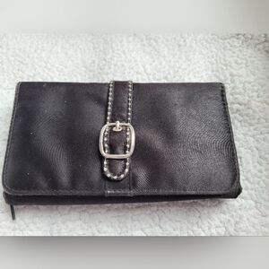 Elegant Black Clutch with Buckle/trifold Wallet